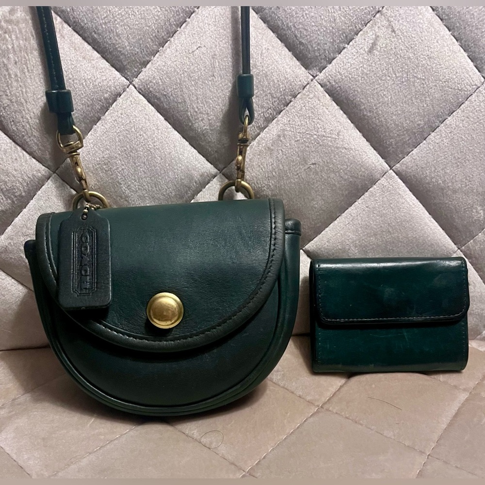 Coach B5G 9826-Dark Green Leather belt bag